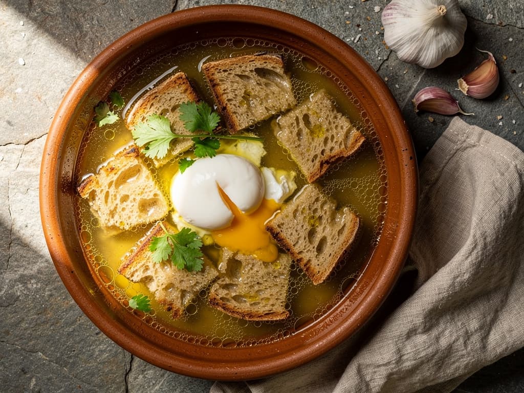 acorda alentejana broodsoep met ei en knoflook