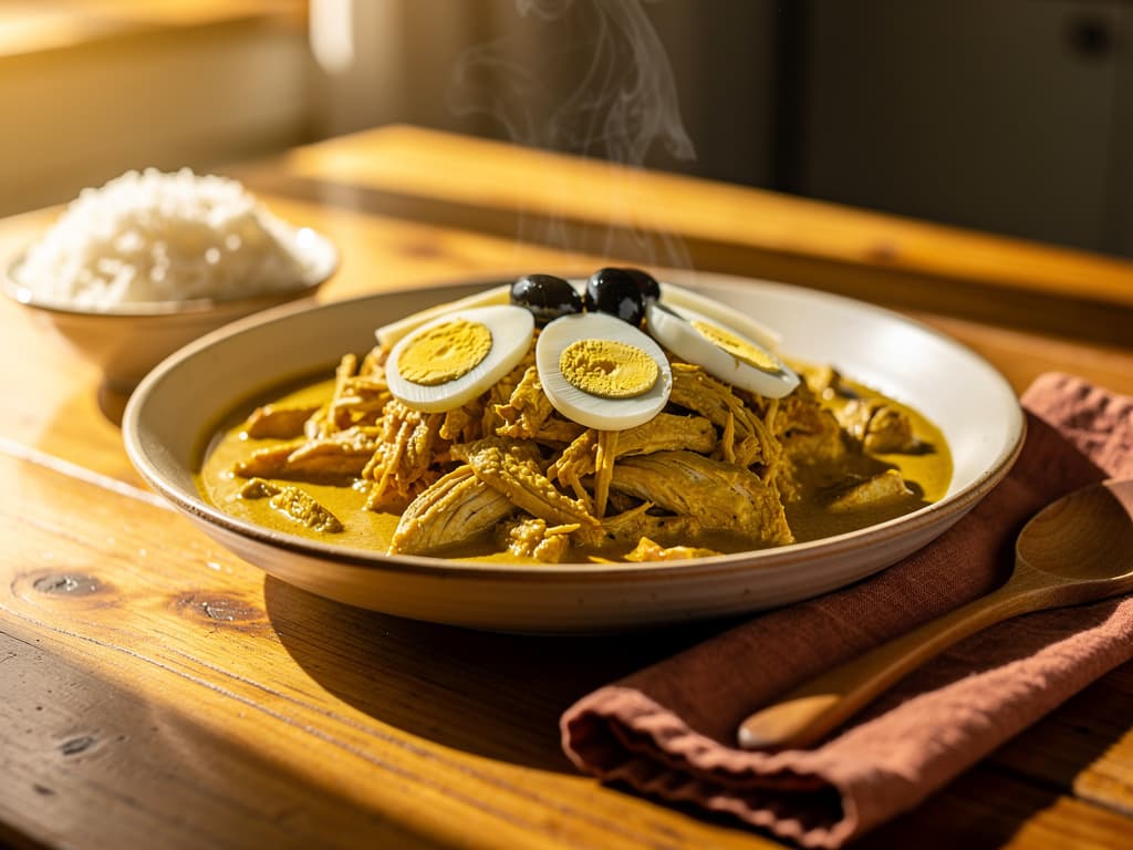 aji de gallina peruaanse kip in gele chilisaus
