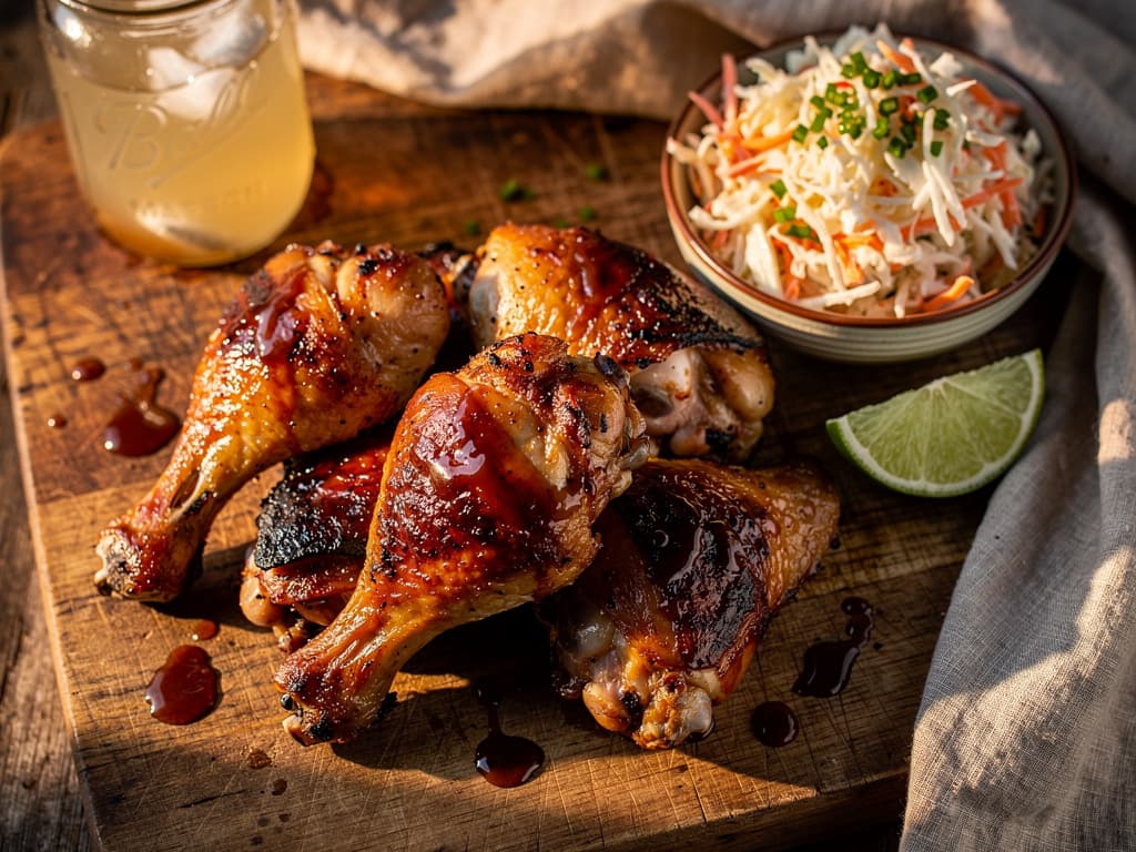 Amerikaanse BBQ kip met coleslaw