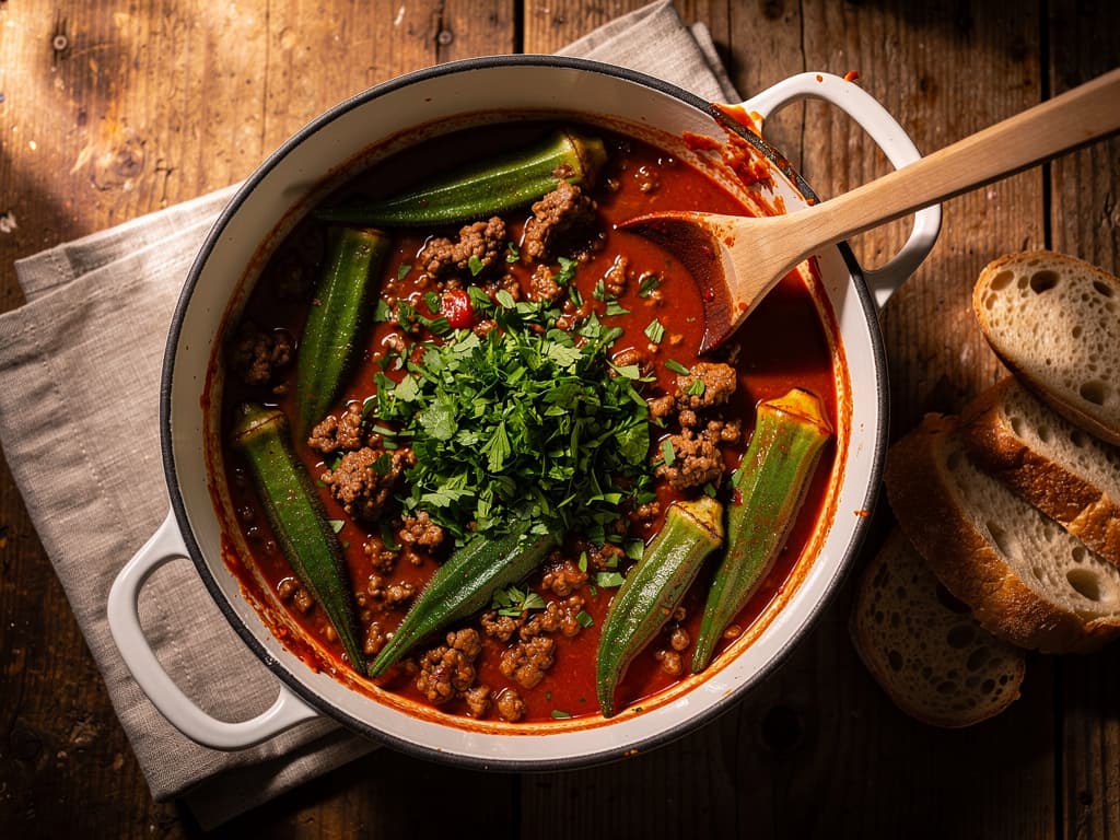 bamija bosnische okrastoof met gehakt