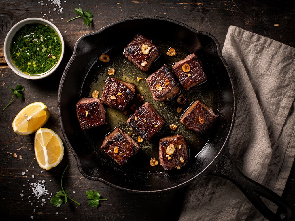 biefstukhapjes met knoflookboter uit de airfryer