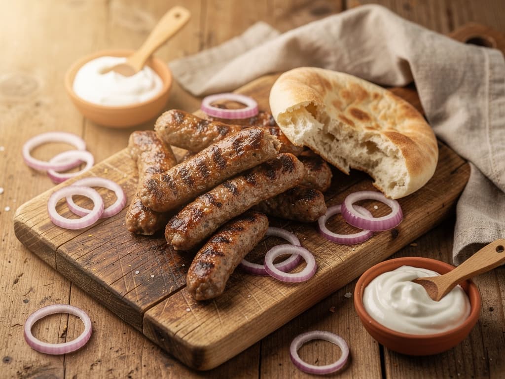 Bosanske ćevapi met lepinja brood