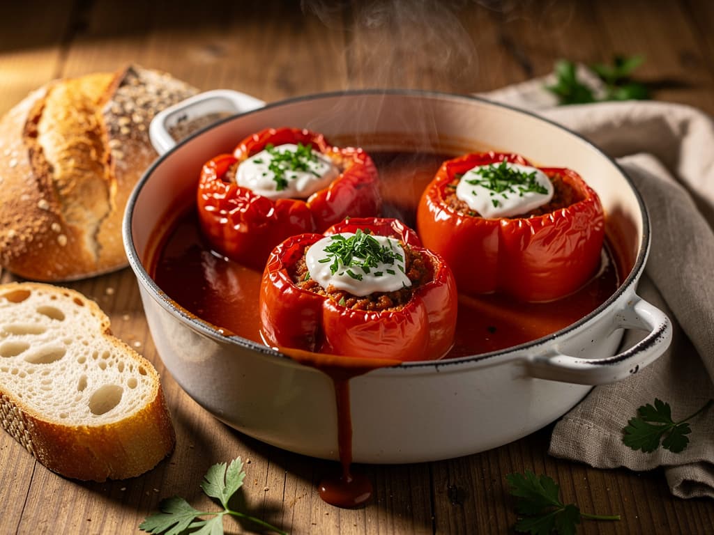 bosnische gevulde paprika in tomatensaus