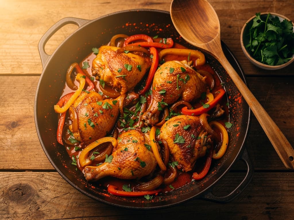 Bosnische kip met paprika en ui