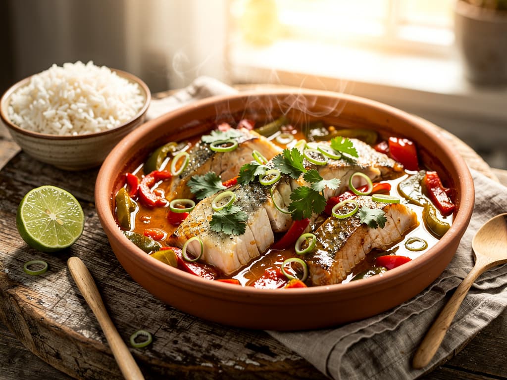 braziliaanse moqueca capixaba met witvis