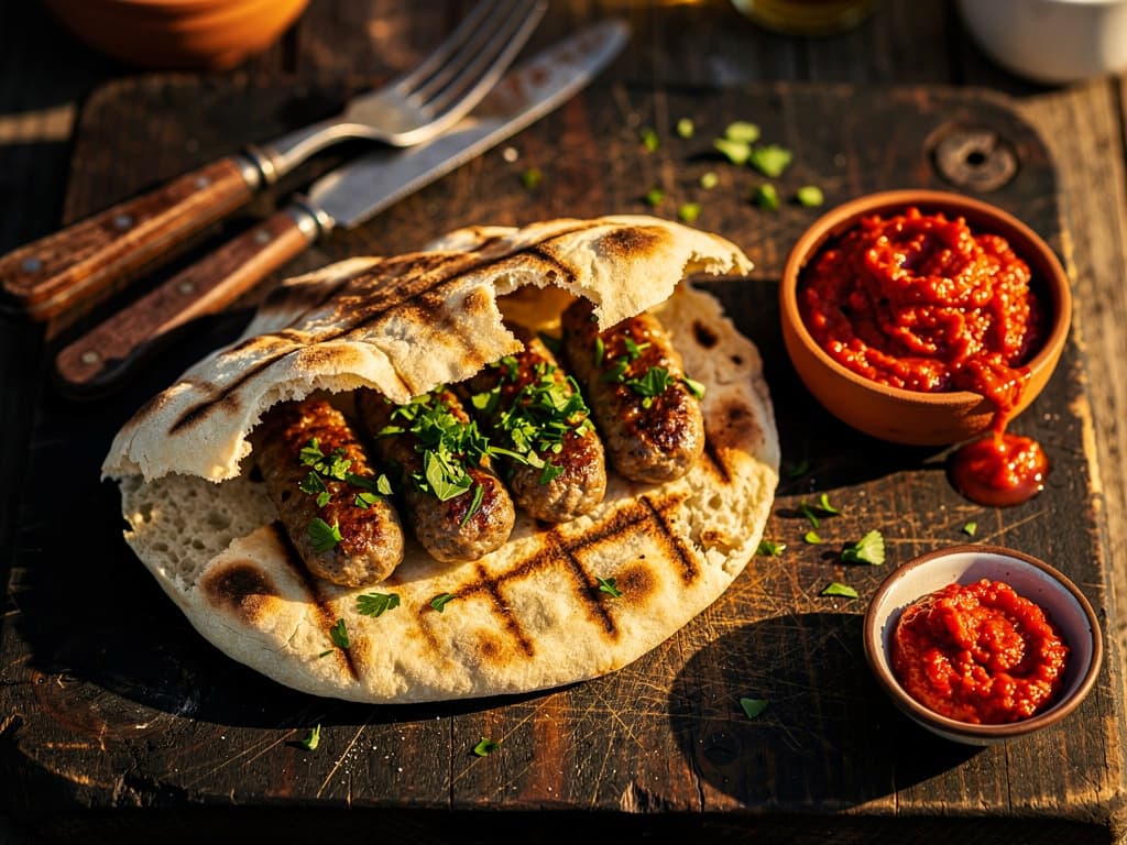 Ćevapi met ajvar en lepinja