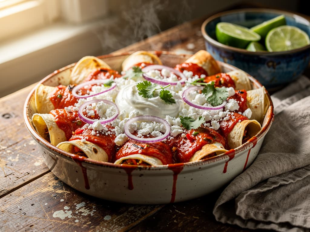 entomatadas mexicaanse tortillas in tomatensaus