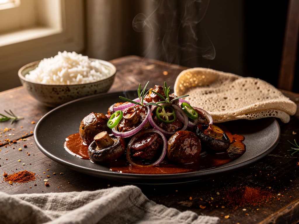 ethiopische champignon tibs met berbere