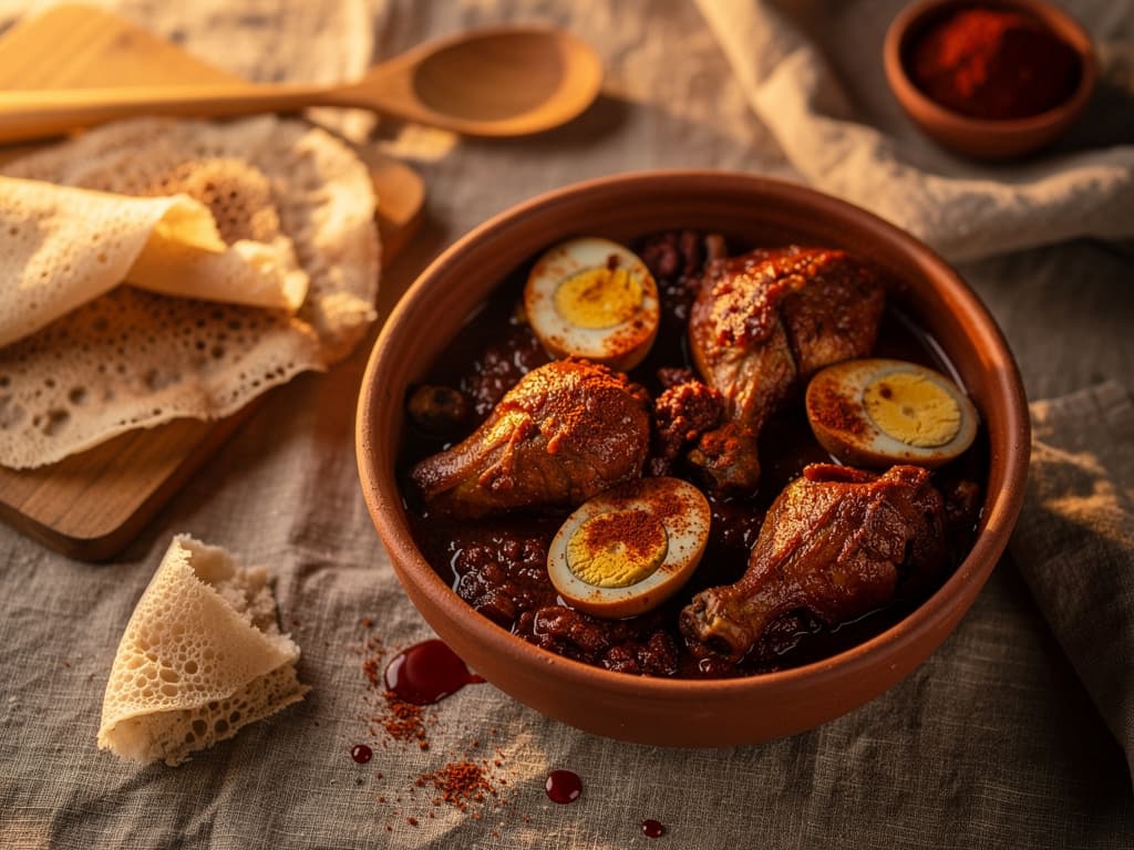 Ethiopische doro wat met injera