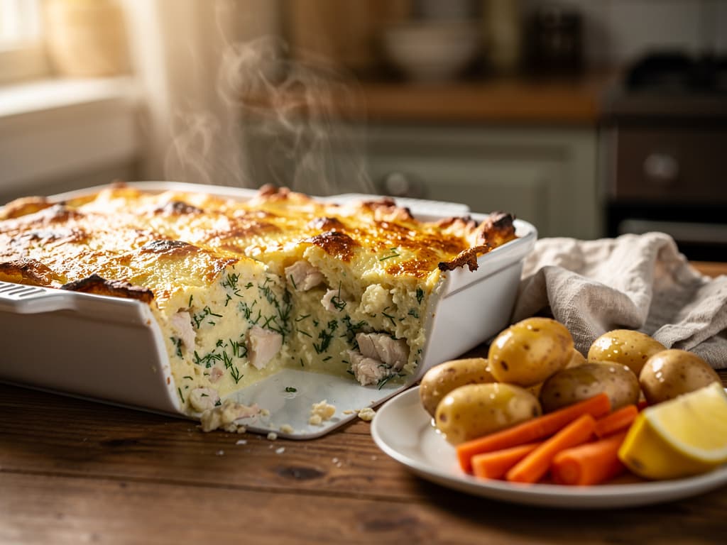 fiskegrateng noorse visovenschotel met dille