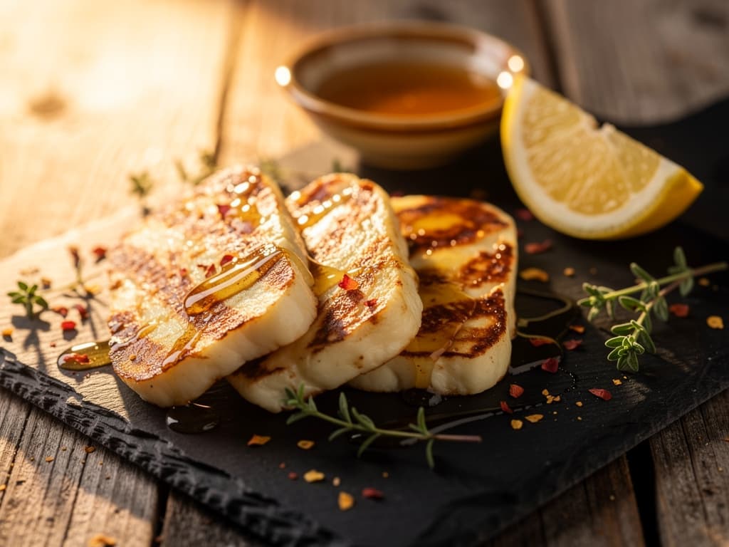 gegrilde halloumi met citroen en kruiden