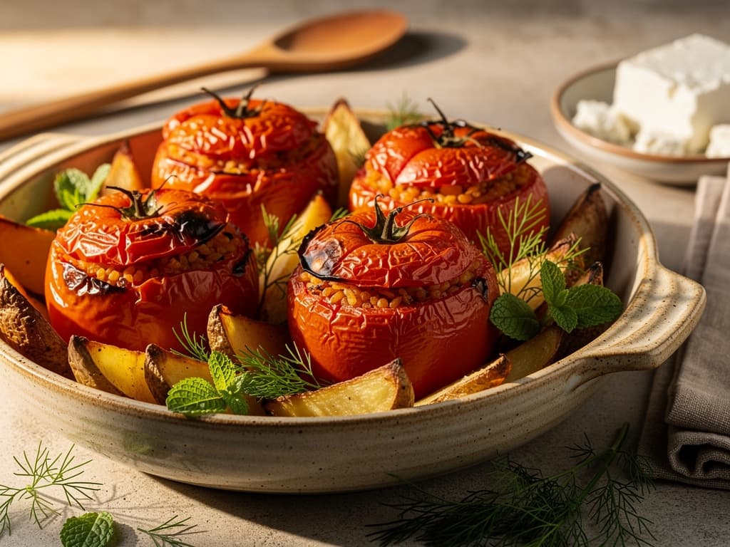 gemista griekse gevulde tomaten en paprika