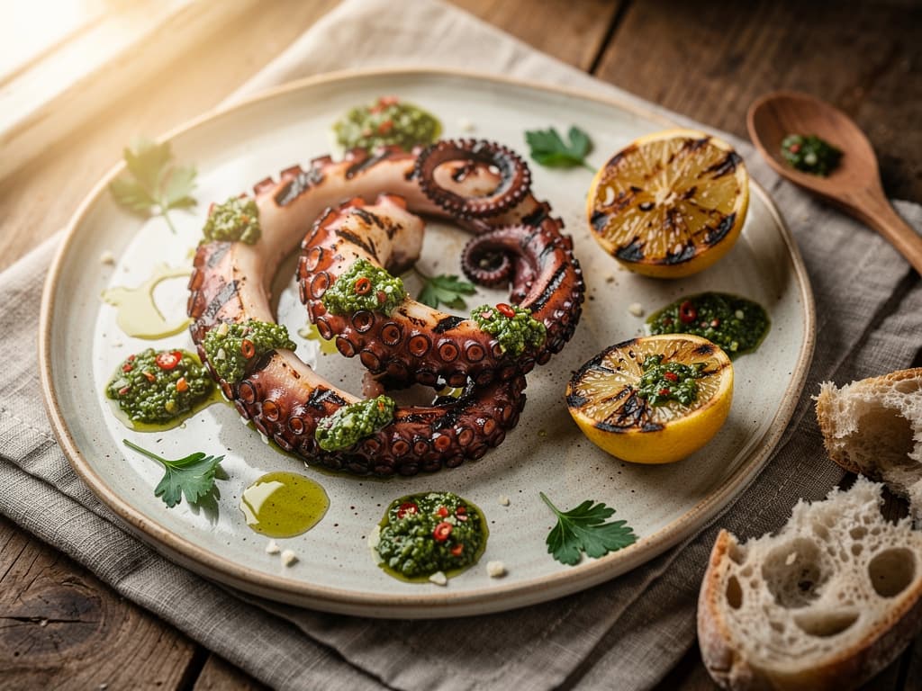 Geroosterde octopus met citrus chimichurri