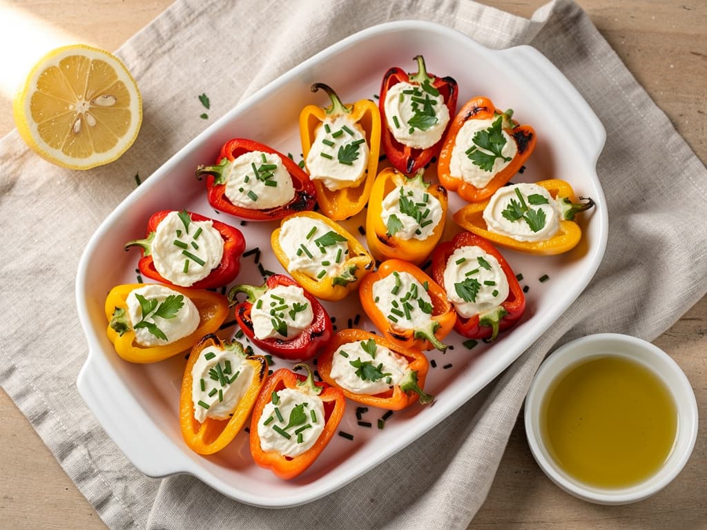 gevulde mini paprikas met roomkaas en feta
