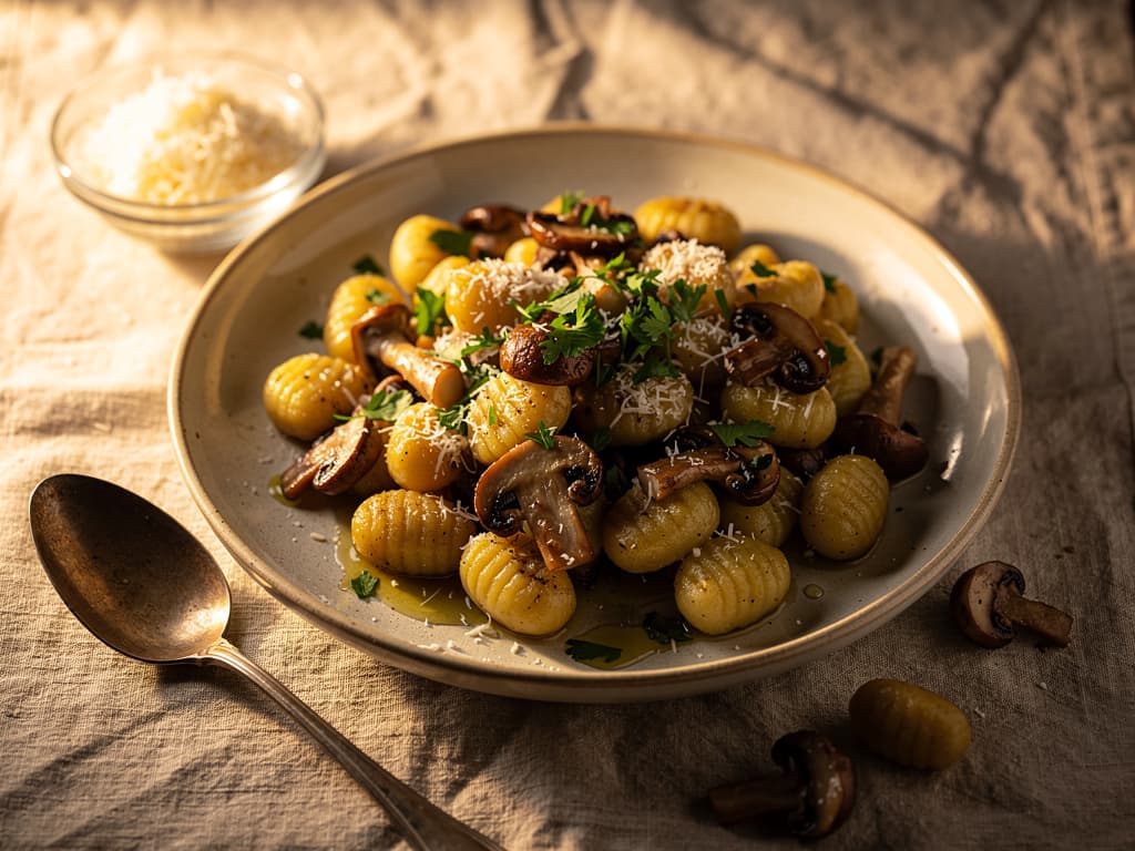 Gnocchi met champignons en truffelolie