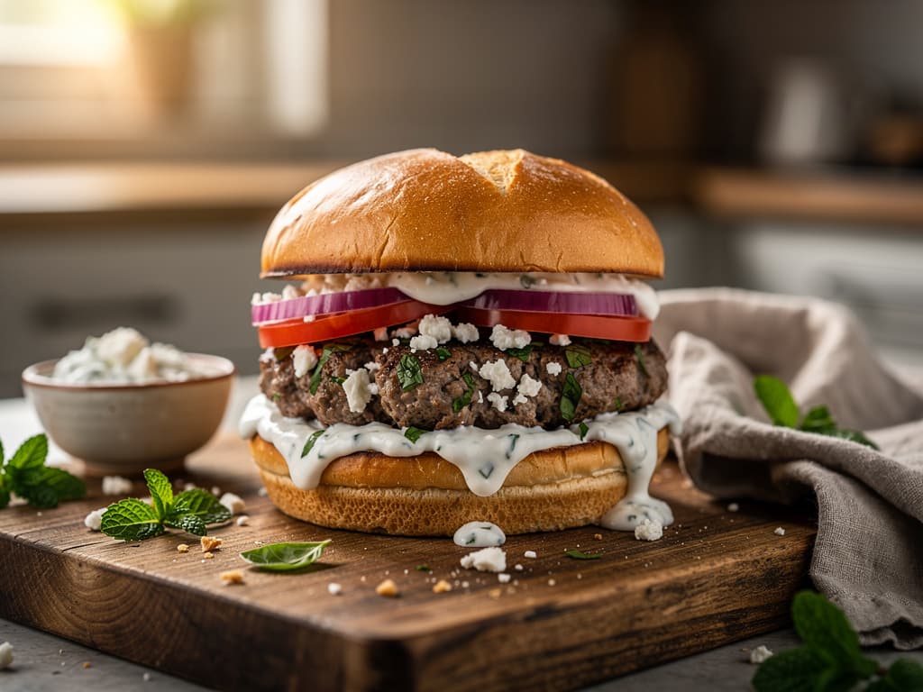 griekse lamsburgers met feta en tzatziki