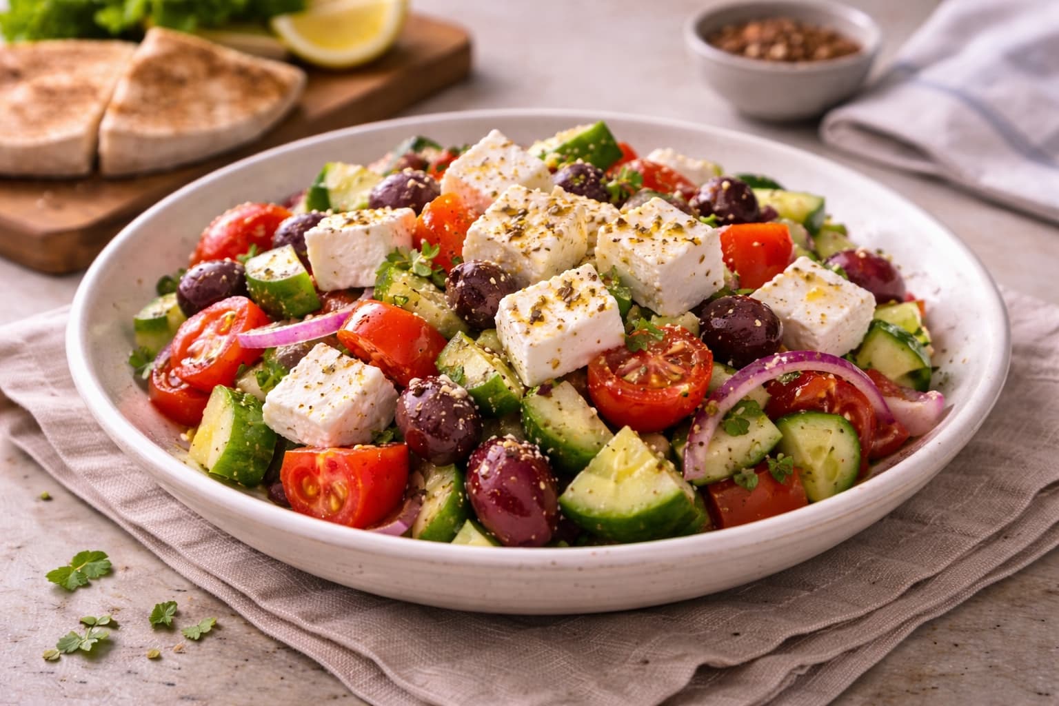 Griekse Salade Met Pitabrood