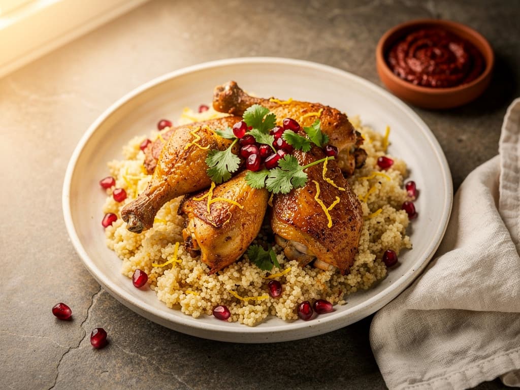 harissa kip met citrus couscous