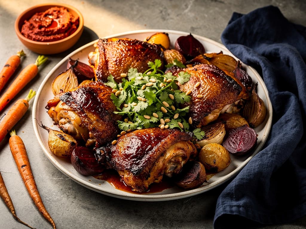 harissa kip met geroosterde groenten