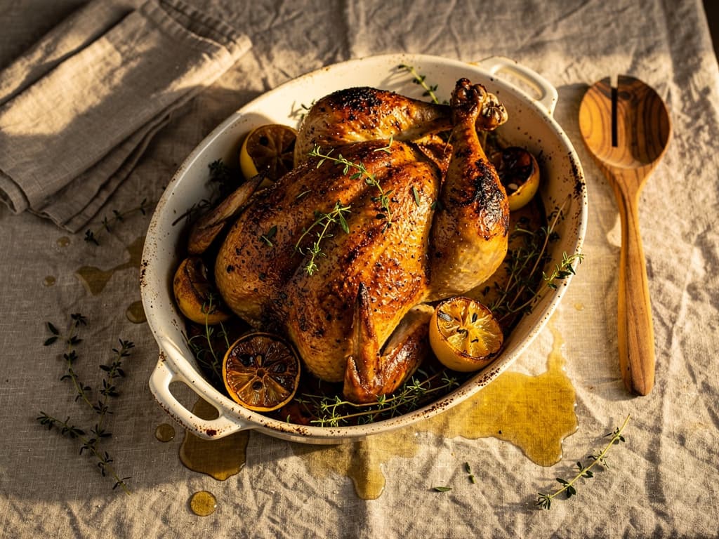 Hele kip uit de oven met kruiden
