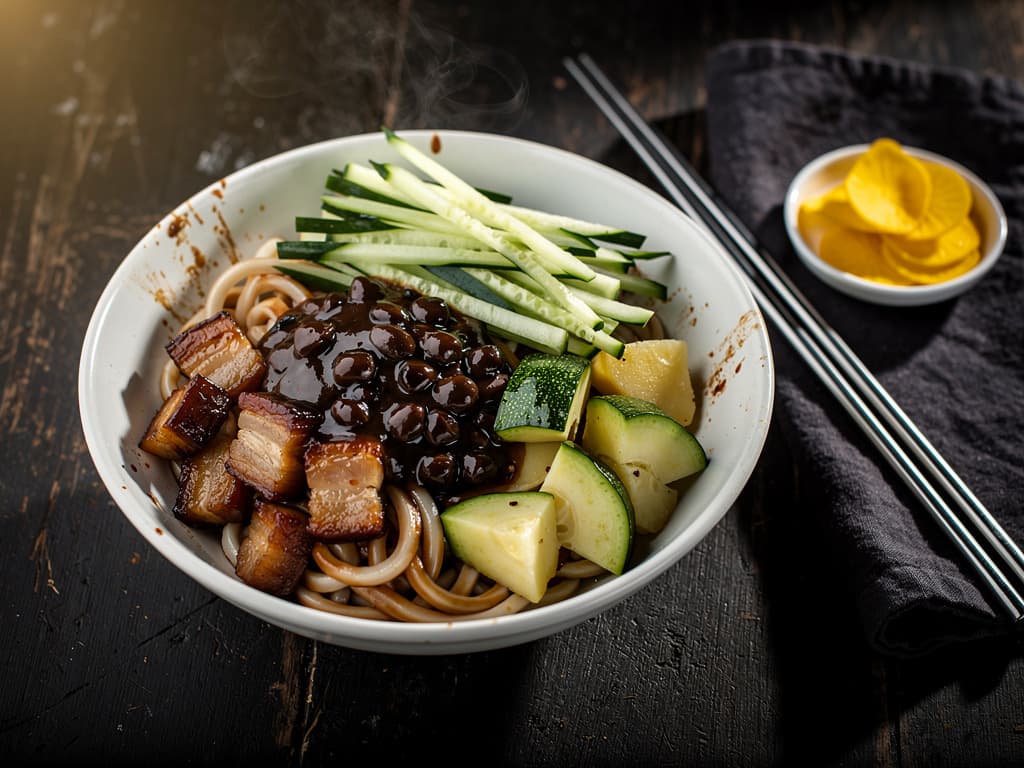 jajangmyeon koreaanse noedels met zwarte bonensaus
