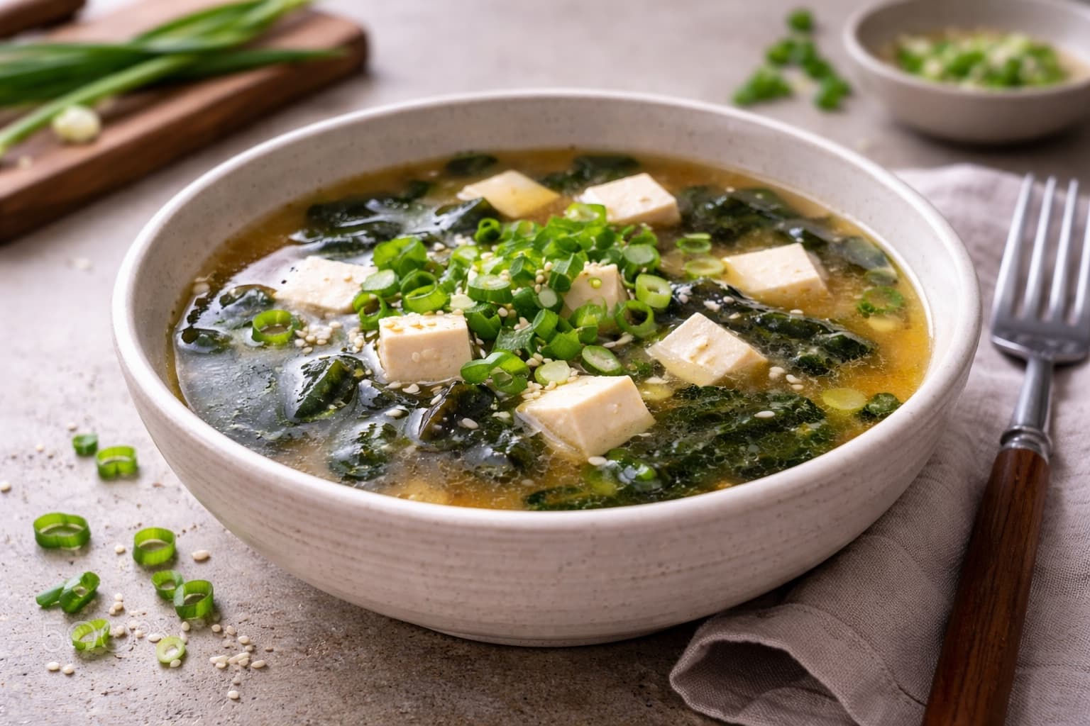 Japanse Misosoep Met Tofu En Zeewier