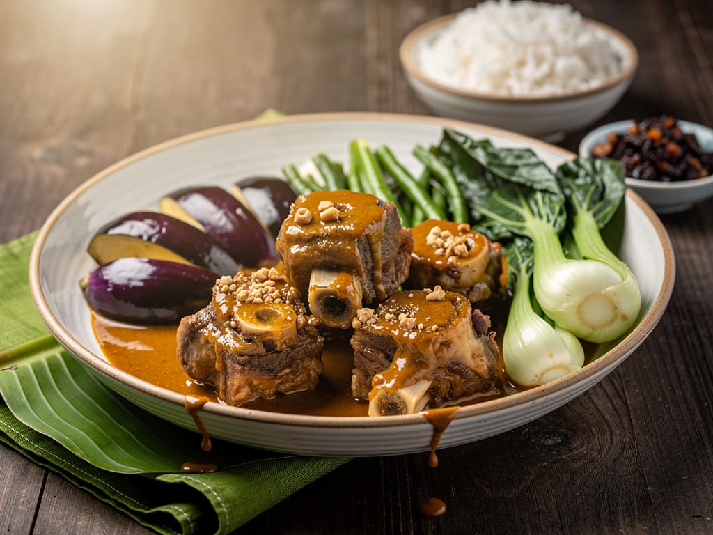 kare kare filipijnse ossenstaart met pindasaus