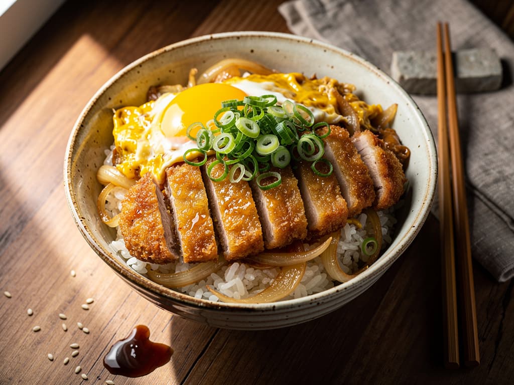 katsudon japanse rijstbowl met varkenskotelet