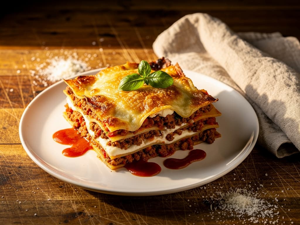 Klassieke lasagne met rijke bolognese saus