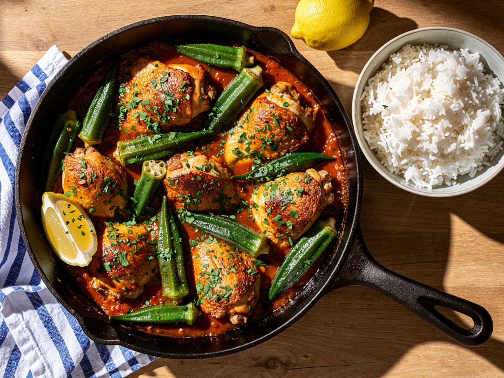 kotopoulo me bamies griekse kip met okra