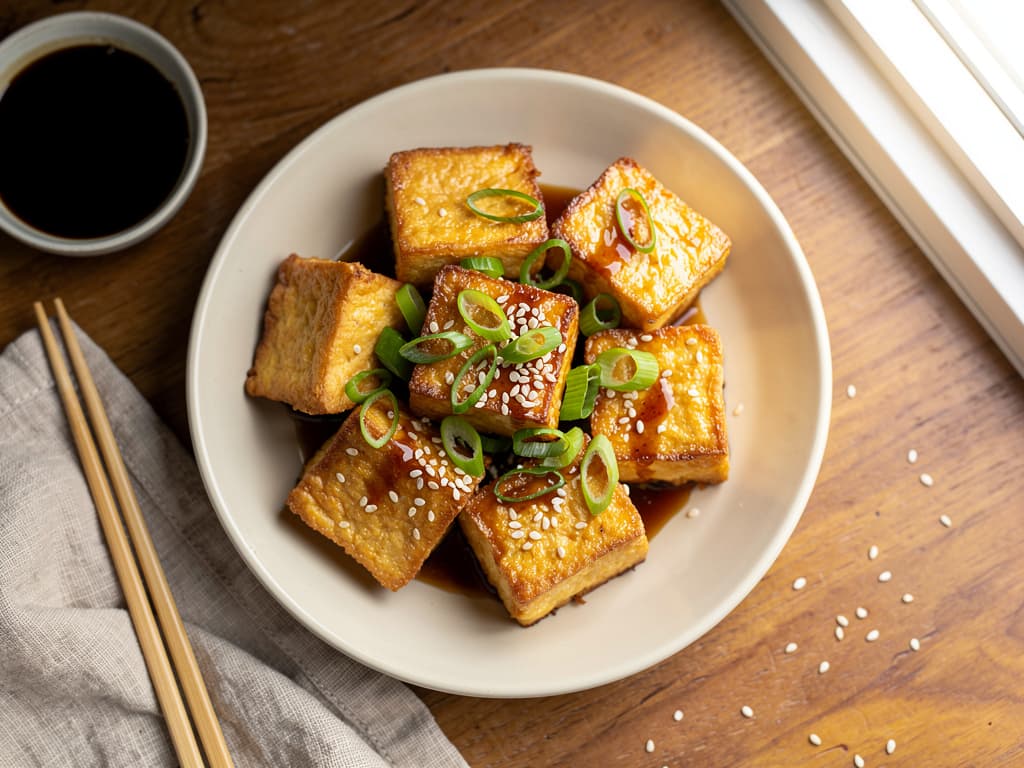 krokante tofublokjes met sesam en soja airfryer
