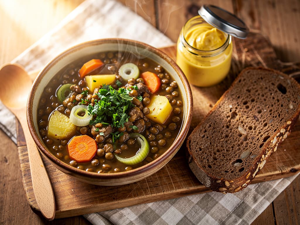 linseneintopf duitse linzenstoof met aardappel