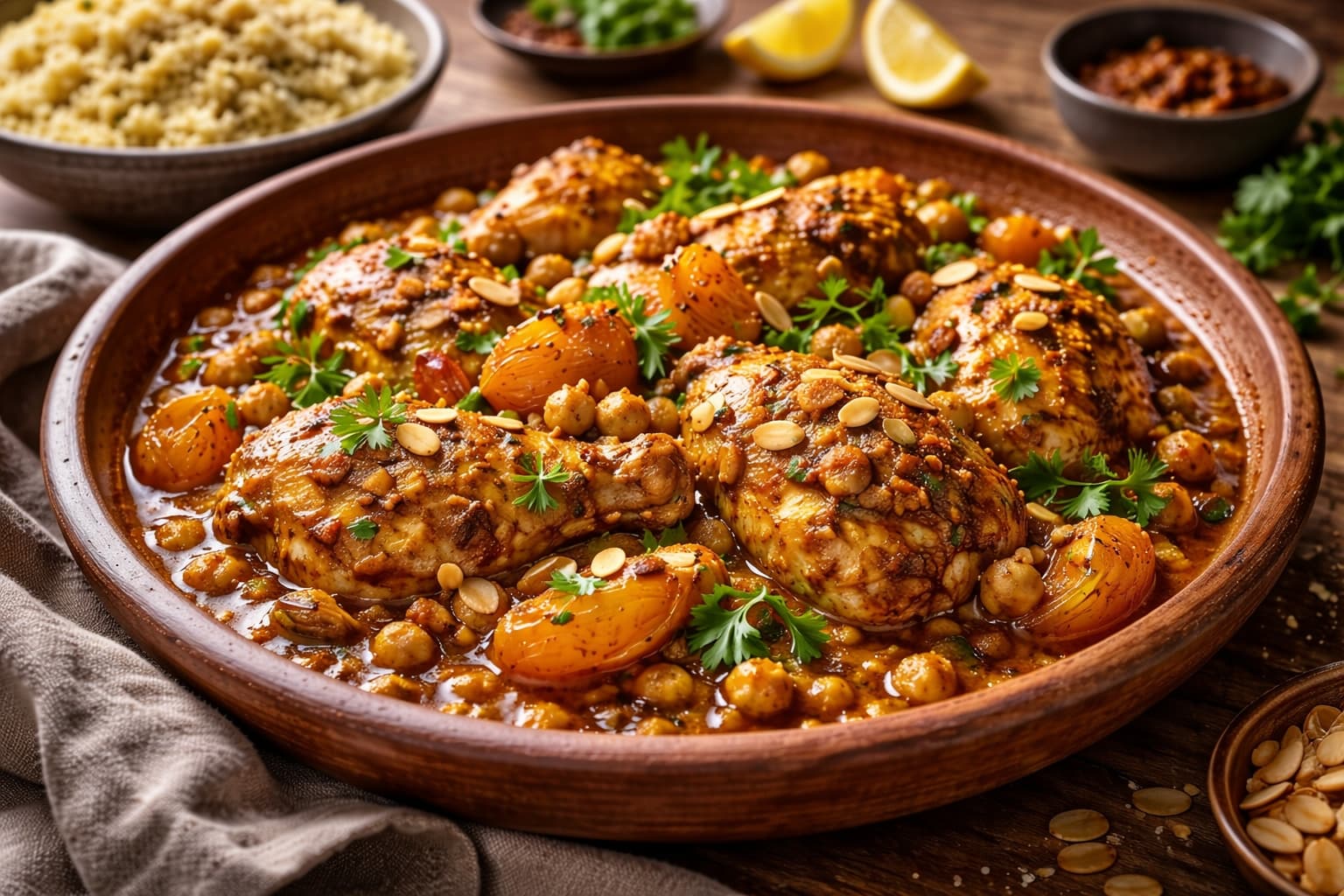 Marokkaanse kip tagine met abrikozen