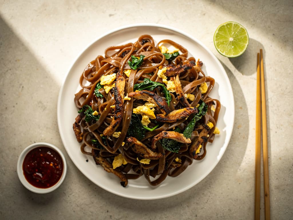 pad see ew met kip en brede rijstnoedels