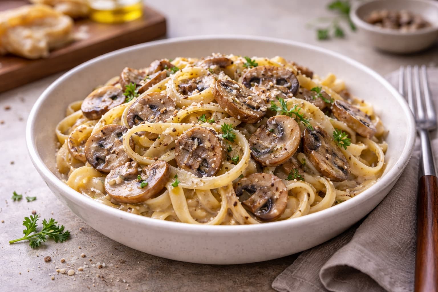 Pasta Met Champignons En Roomsaus