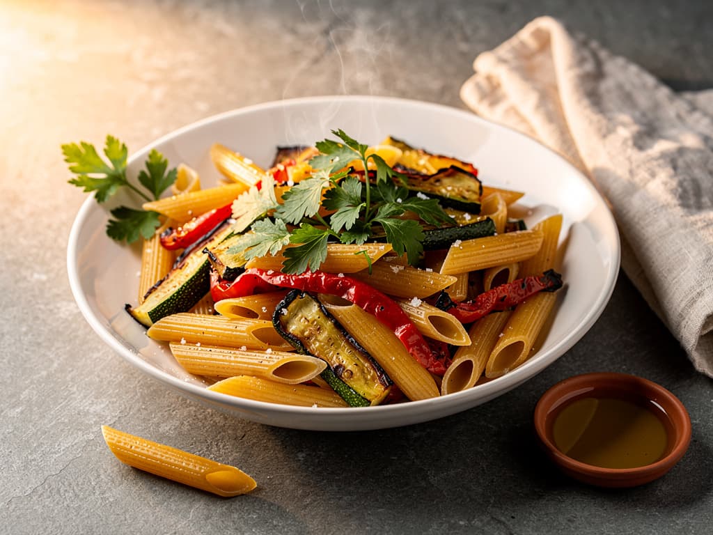 pasta met geroosterde groenten