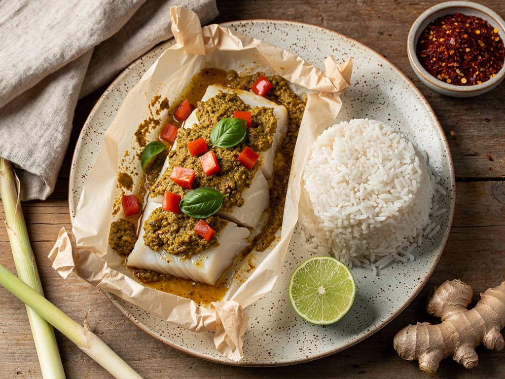 pepes ikan gestoomde vis in bananenblad of folie