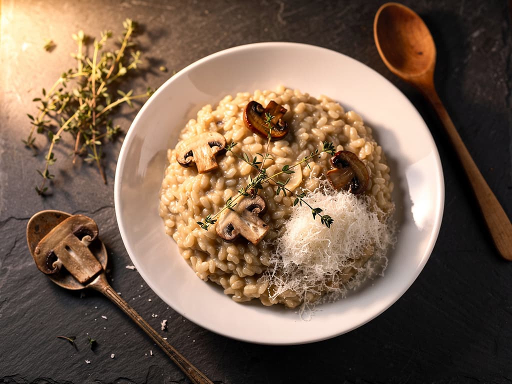 romige champignon risotto met tijm