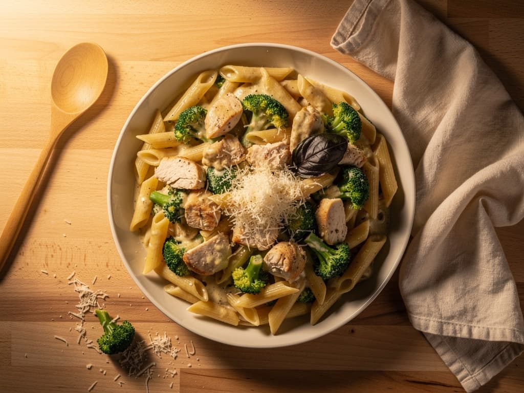 romige kip broccoli pasta