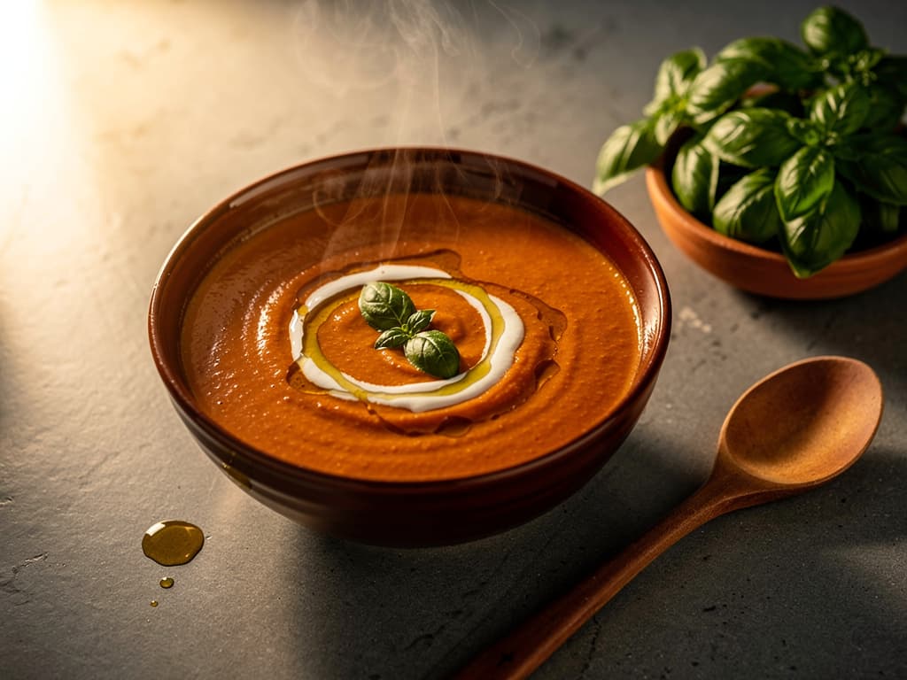 romige tomaten basilicumsoep vegetarisch
