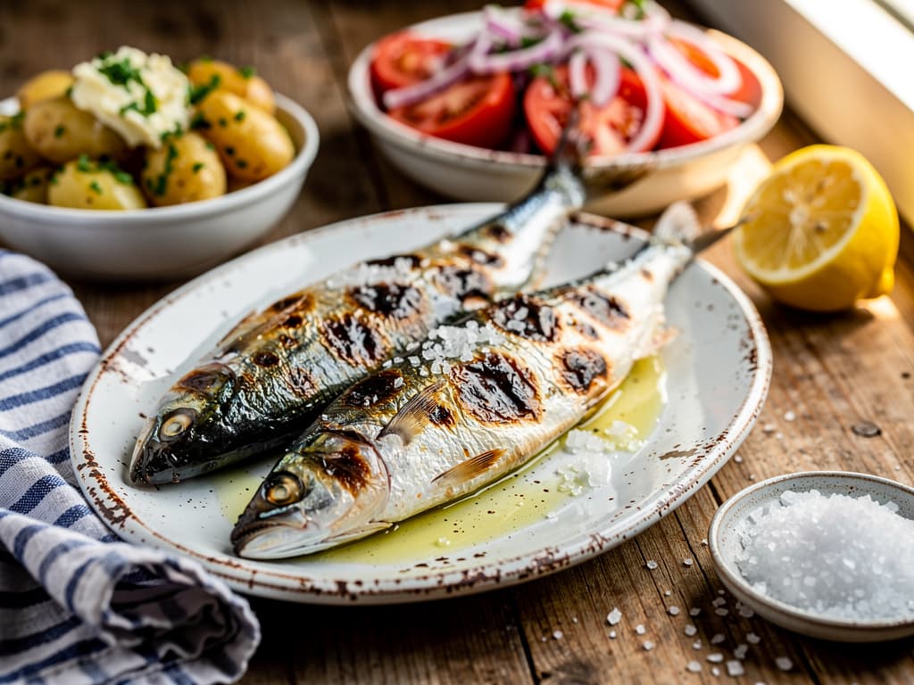 sardinhas assadas gegrilde sardines met aardappel