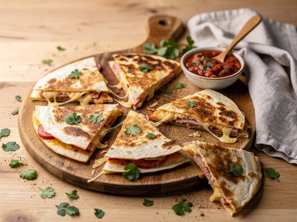 Snelle quesadillas met kaas en ham