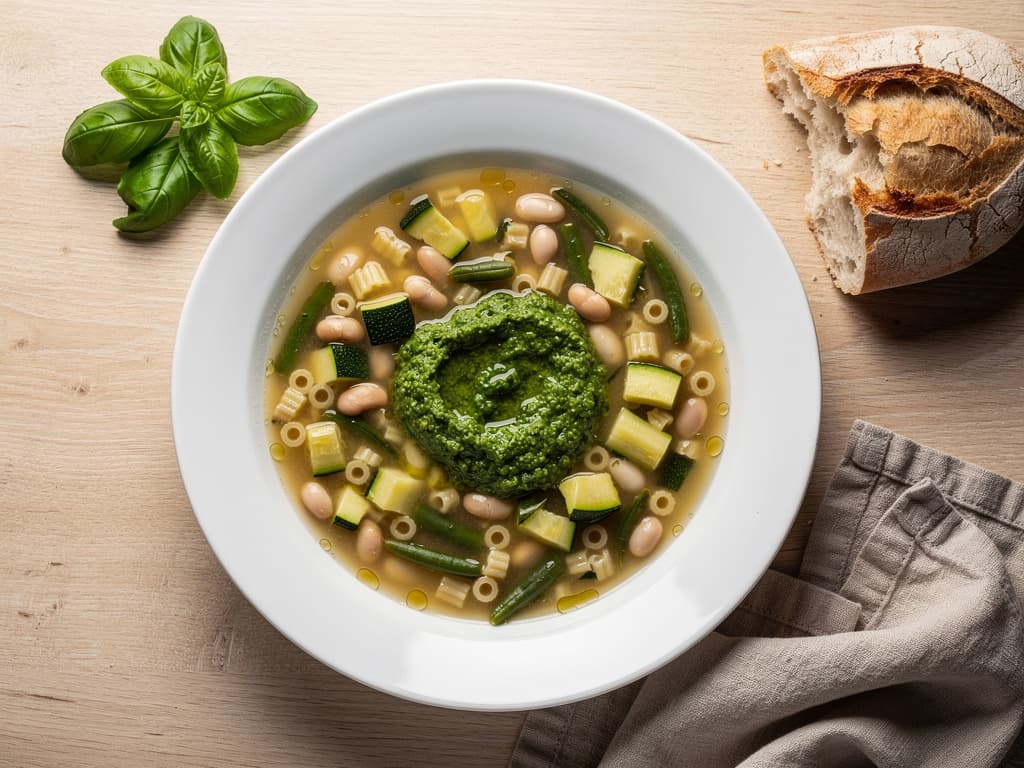 soupe au pistou met witte bonen en basilicum
