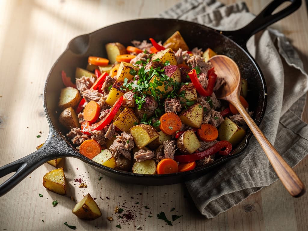 Tonijn aardappel hash met sumac