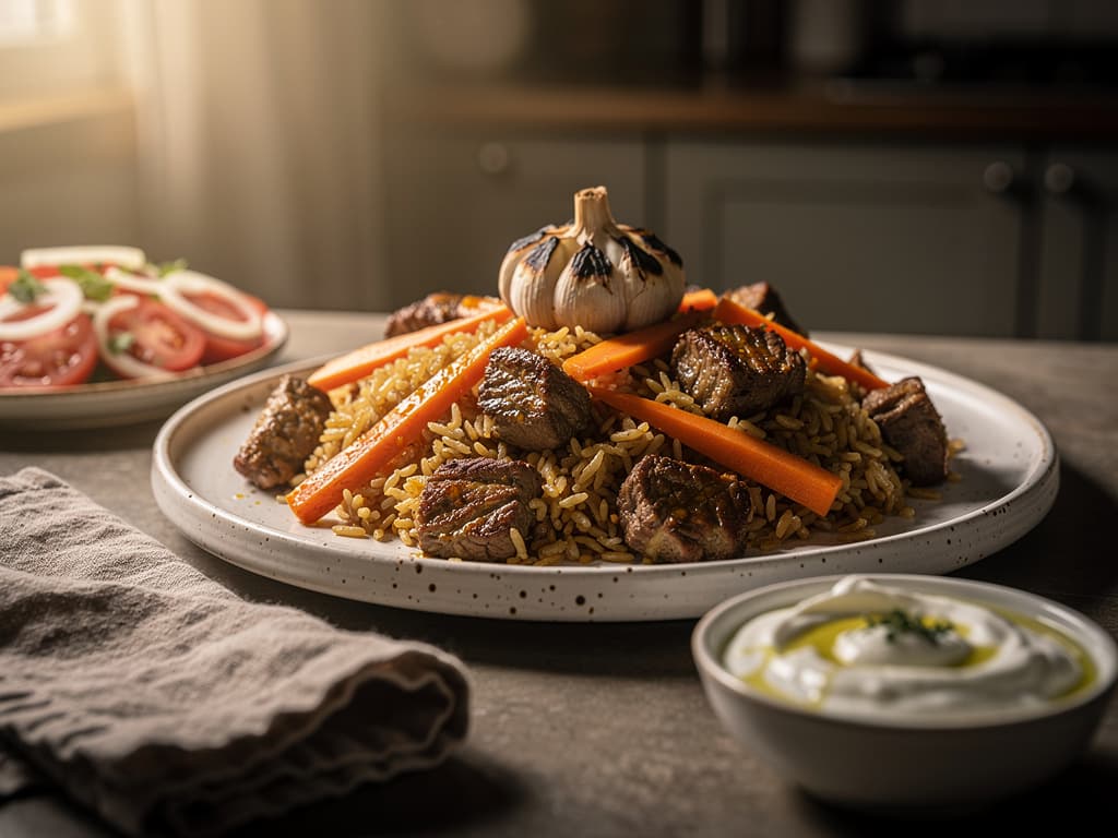 uzbeekse plov met lam wortel en komijn