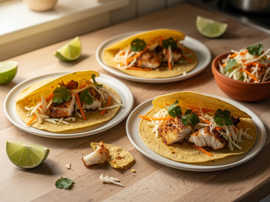 Vietnamese vis tacos met koriander limoen slaw
