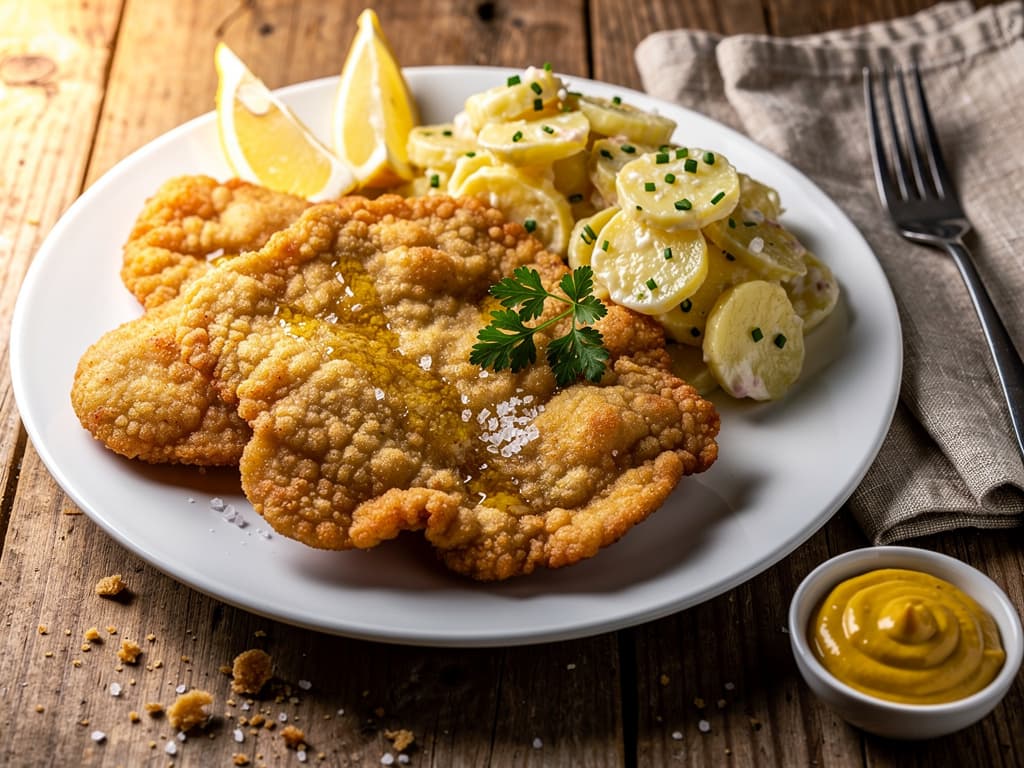wiener schnitzel met citroen en aardappelsalade