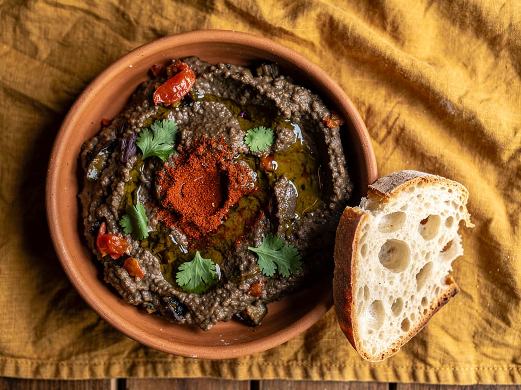 zaalouk geroosterde aubergine met tomaat
